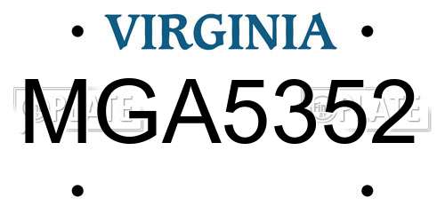 MGA5352 Virginia License Plate
