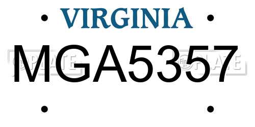 MGA5357 Virginia License Plate