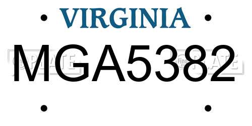 MGA5382 Virginia License Plate