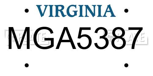 MGA5387 Virginia License Plate