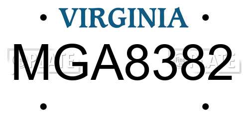 MGA8382 Virginia License Plate