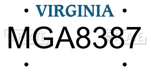MGA8387 Virginia License Plate