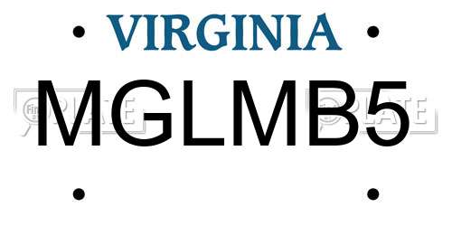 MGLMB5 Virginia License Plate