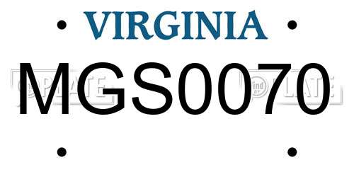 MGS0070 Virginia License Plate
