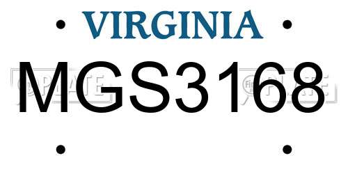 MGS3168 Virginia License Plate