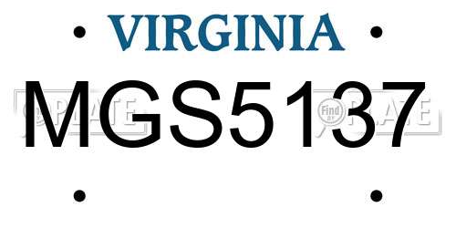 MGS5137 Virginia License Plate