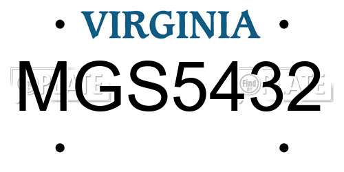 MGS5432 Virginia License Plate