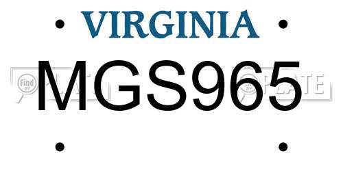 MGS965 Virginia License Plate