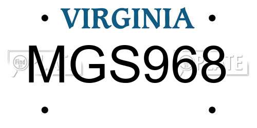 MGS968 Virginia License Plate