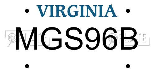 MGS96B Virginia License Plate