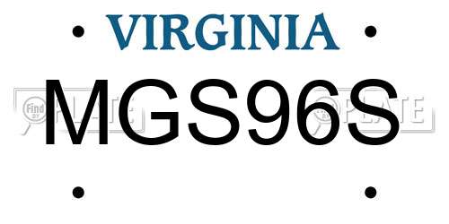 MGS96S Virginia License Plate