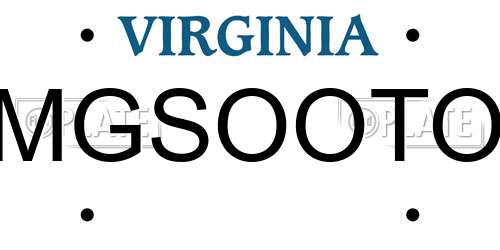 MGSOOTO Virginia License Plate