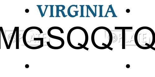 MGSQQTQ Virginia License Plate