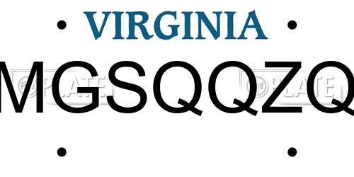 MGSQQZQ Virginia License Plate