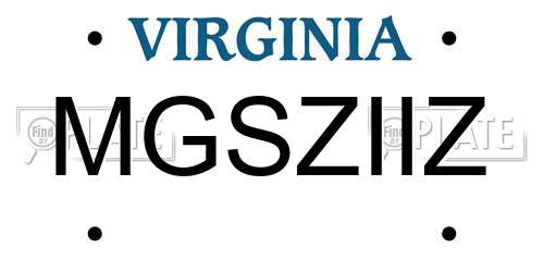 MGSZIIZ Virginia License Plate