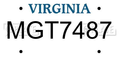 MGT7487 Virginia License Plate