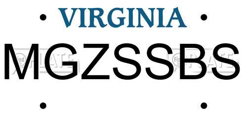 MGZSSBS Virginia License Plate