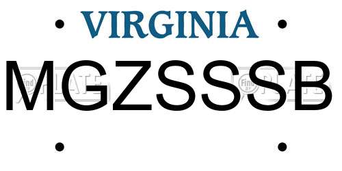 MGZSSSB Virginia License Plate