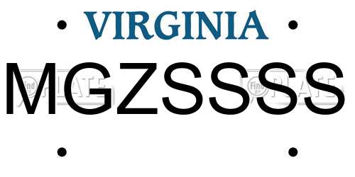 MGZSSSS Virginia License Plate