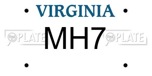 MH7 Virginia License Plate