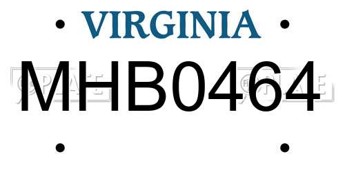 MHB0464 Virginia License Plate