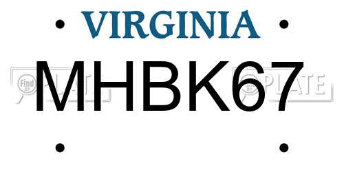 MHBK67 Virginia License Plate