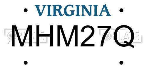 MHM27Q Virginia License Plate