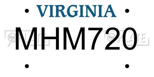 MHM720 Virginia License Plate