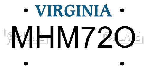 MHM72O Virginia License Plate
