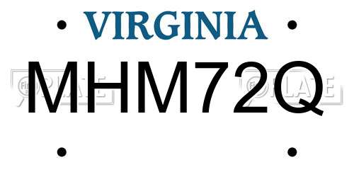 MHM72Q Virginia License Plate