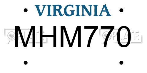 MHM770 Virginia License Plate