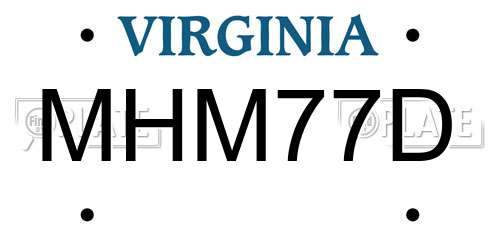 MHM77D Virginia License Plate