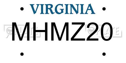 MHMZ20 Virginia License Plate