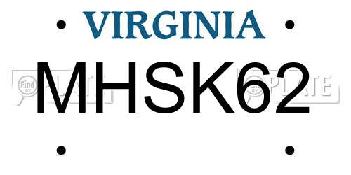 MHSK62 Virginia License Plate