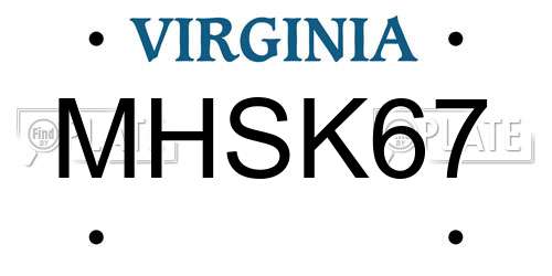 MHSK67 Virginia License Plate