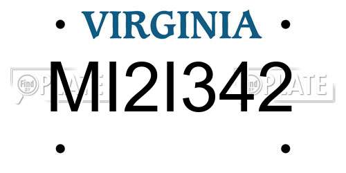 MI2I342 Virginia License Plate