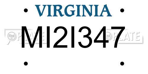 MI2I347 Virginia License Plate