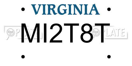 MI2T8T Virginia License Plate