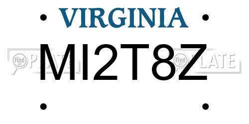 MI2T8Z Virginia License Plate