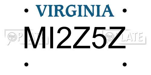 MI2Z5Z Virginia License Plate