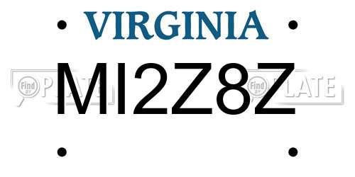 MI2Z8Z Virginia License Plate