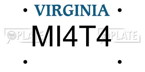 MI4T4 Virginia License Plate