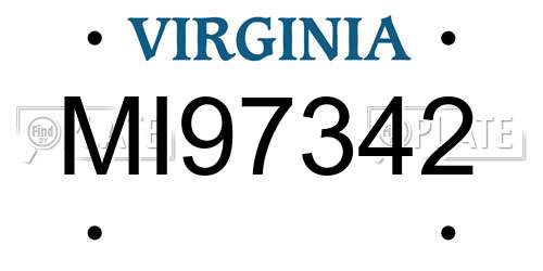 MI97342 Virginia License Plate