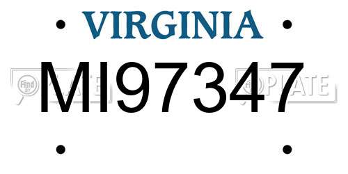 MI97347 Virginia License Plate