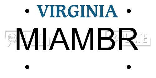 MIAMBR Virginia License Plate