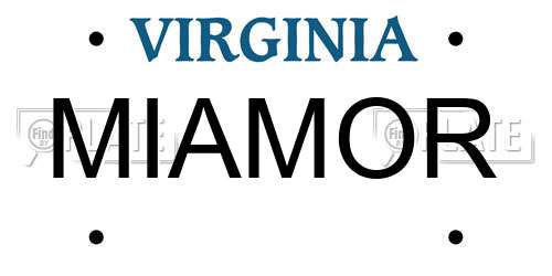 MIAMOR Virginia License Plate