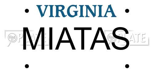 MIATAS Virginia License Plate