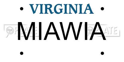 MIAWIA Virginia License Plate