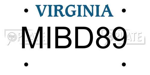 MIBD89 Virginia License Plate