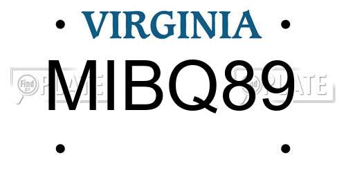 MIBQ89 Virginia License Plate